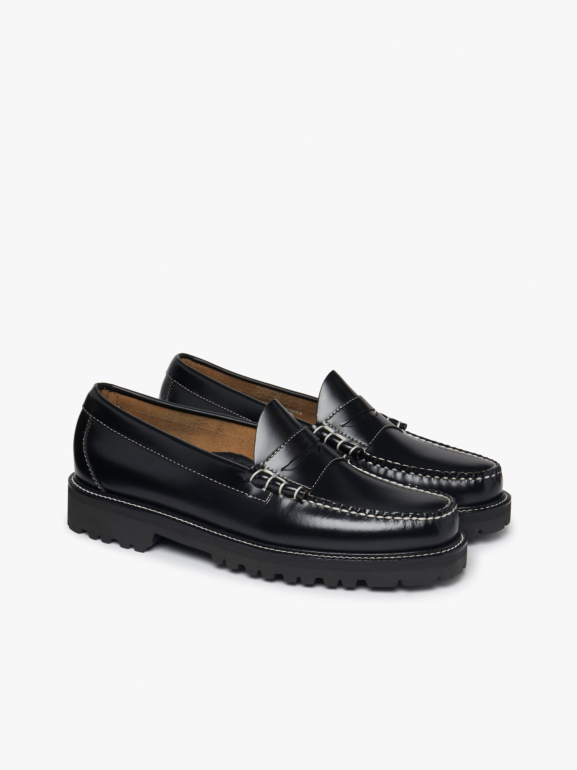 Mens Black Loafers With White Stitching | Mens Shoes 90S – G.H.