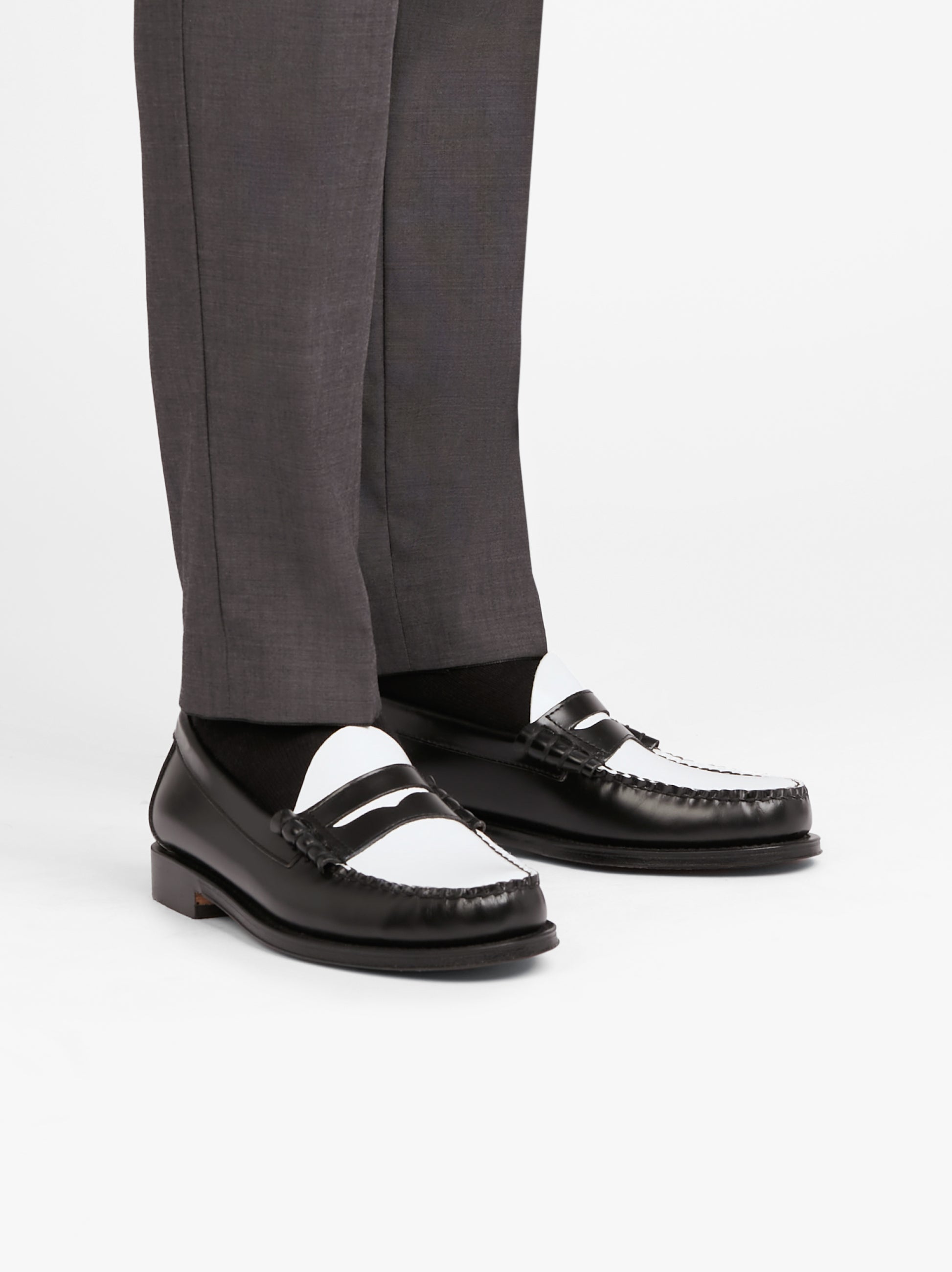 Black And White Mens Penny Loafers | Black And White Loafers ...