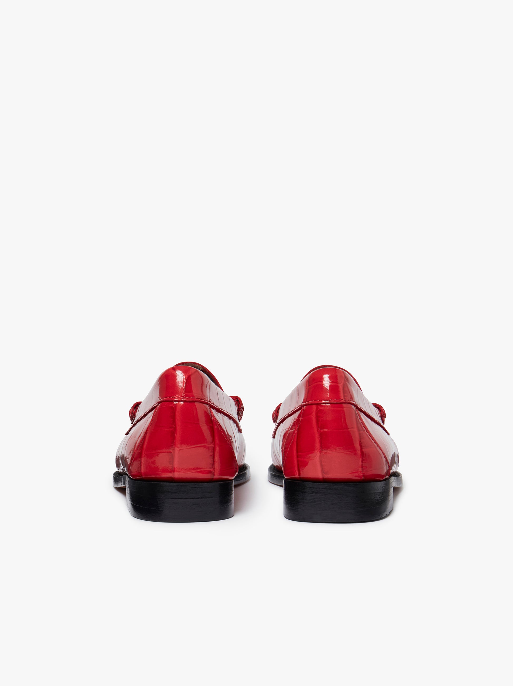 Red patent store leather penny loafers