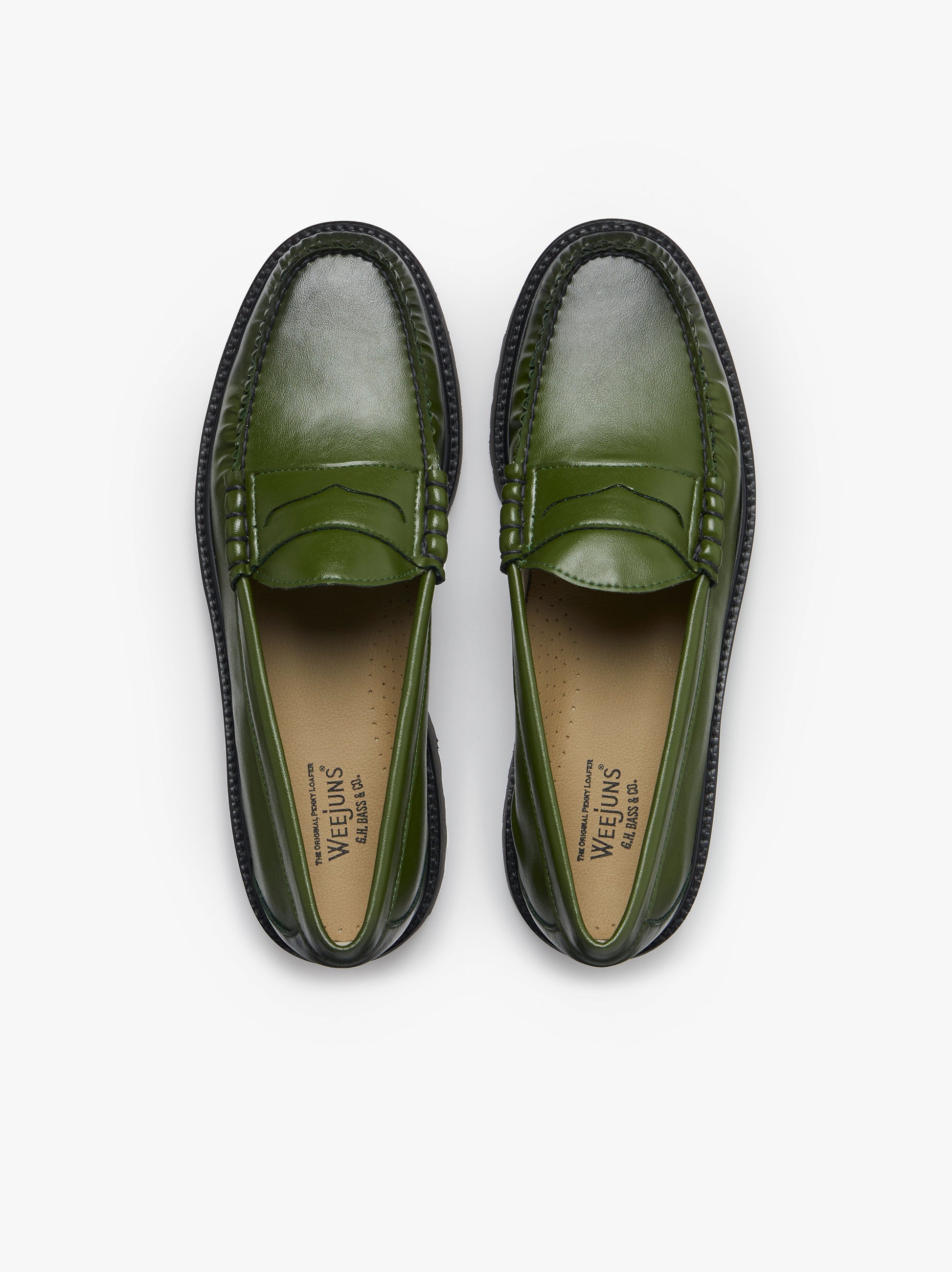 Dark Green Loafers Mens | Cactus Leather Shoes â€“ G.H.BASS