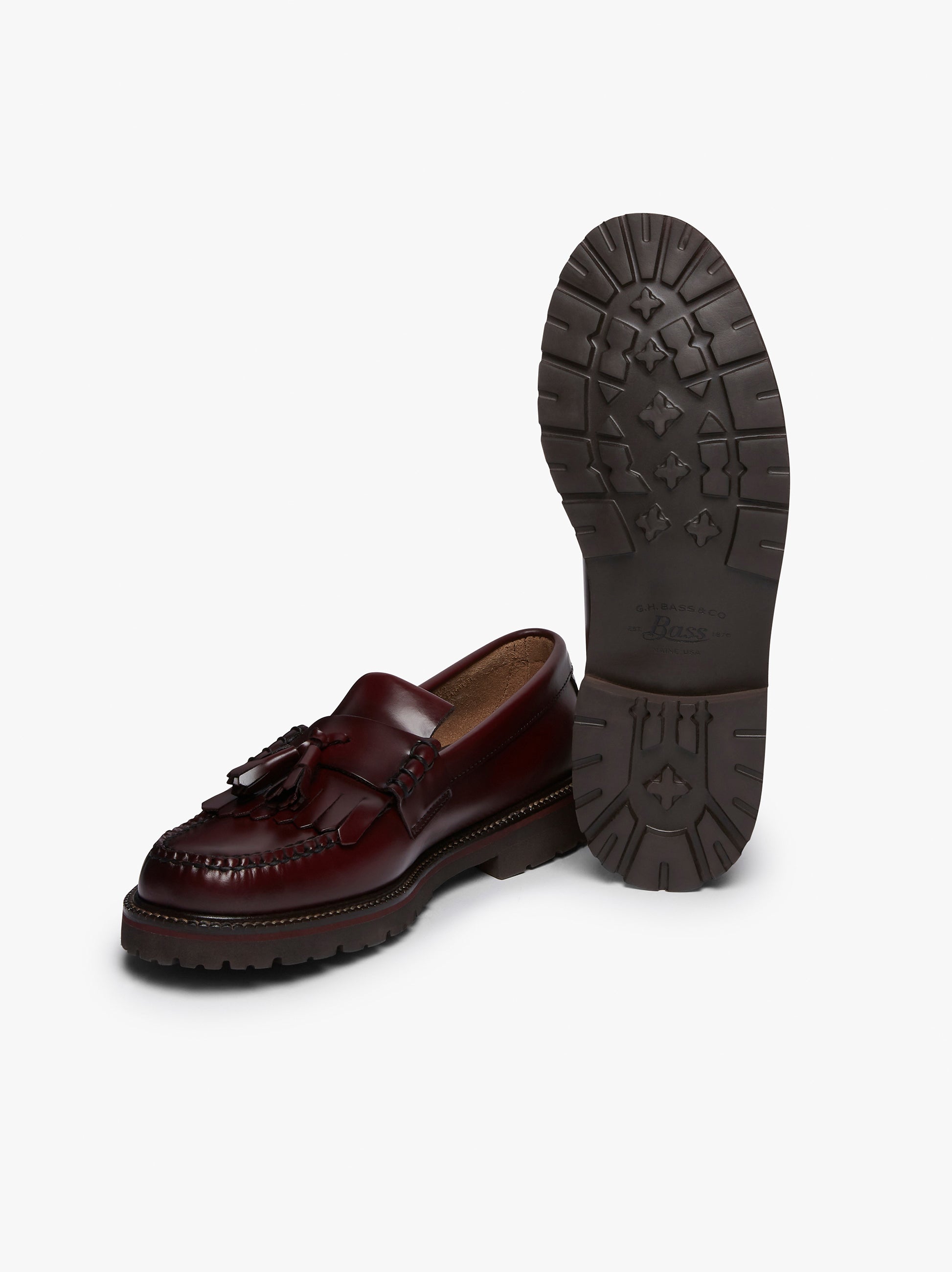 Kiltie Tassel Loafer Mens | Wine Leather Loafers â€“ G.H.BASS