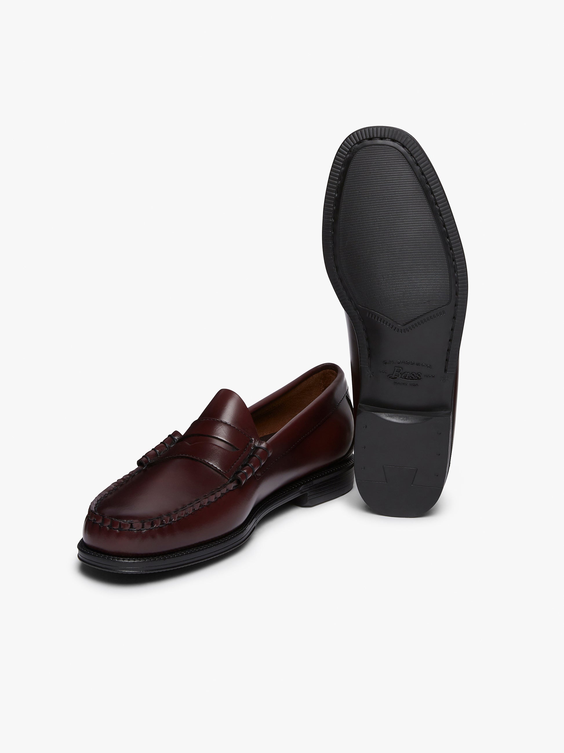 Weejuns larson penny loafers wine clearance leather