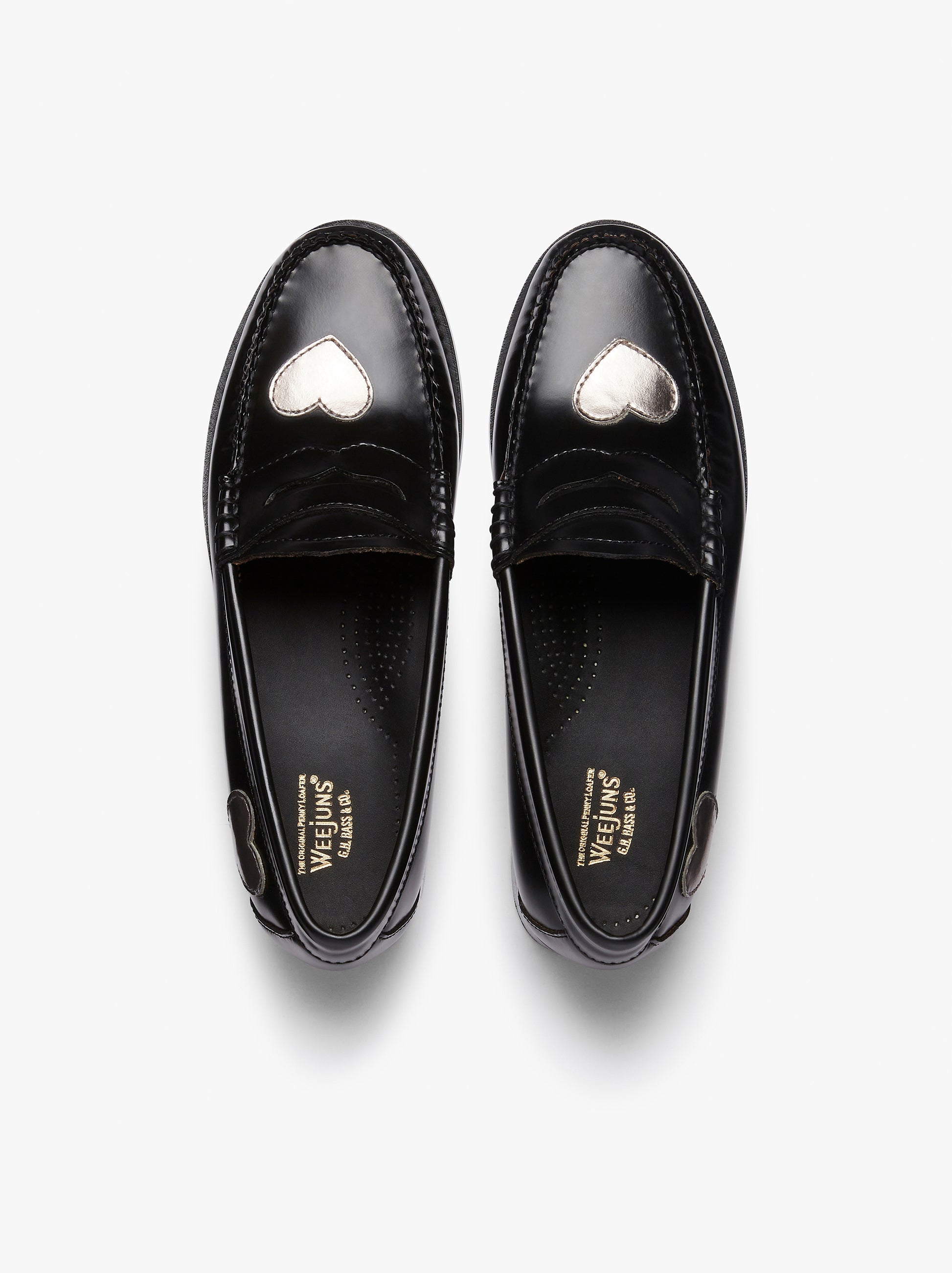 Weejuns Heart Loafers | Black Loafers With Silver Buckle – G.H.