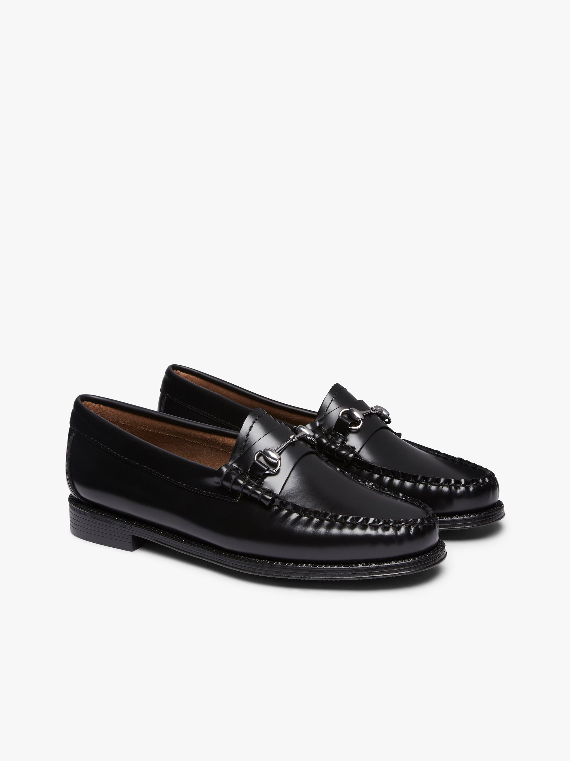 Womens Leather Horsebit Chain Loafer | Womens Black Chain Loafers 