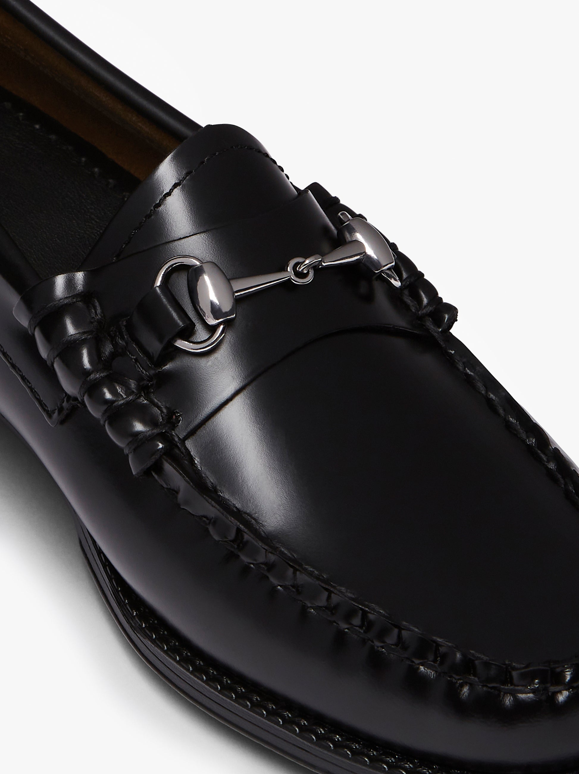 Womens Leather Horsebit Chain Loafer | Womens Black Chain Loafers 