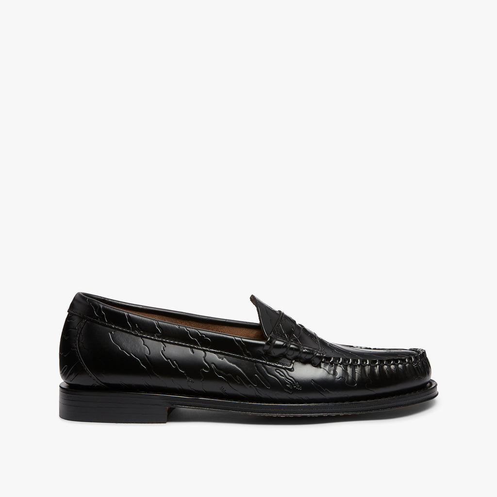 Maharishi Loafers | Embossed Black Leather Loafers – G.H.BASS 1876