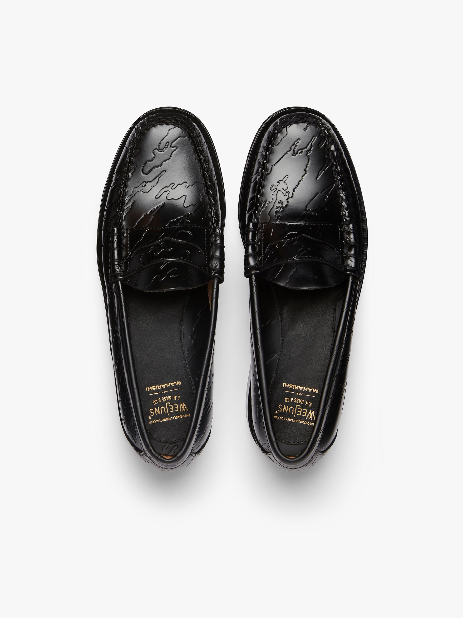 Maharishi Loafers | Embossed Black Leather Loafers – G.H.BASS 1876