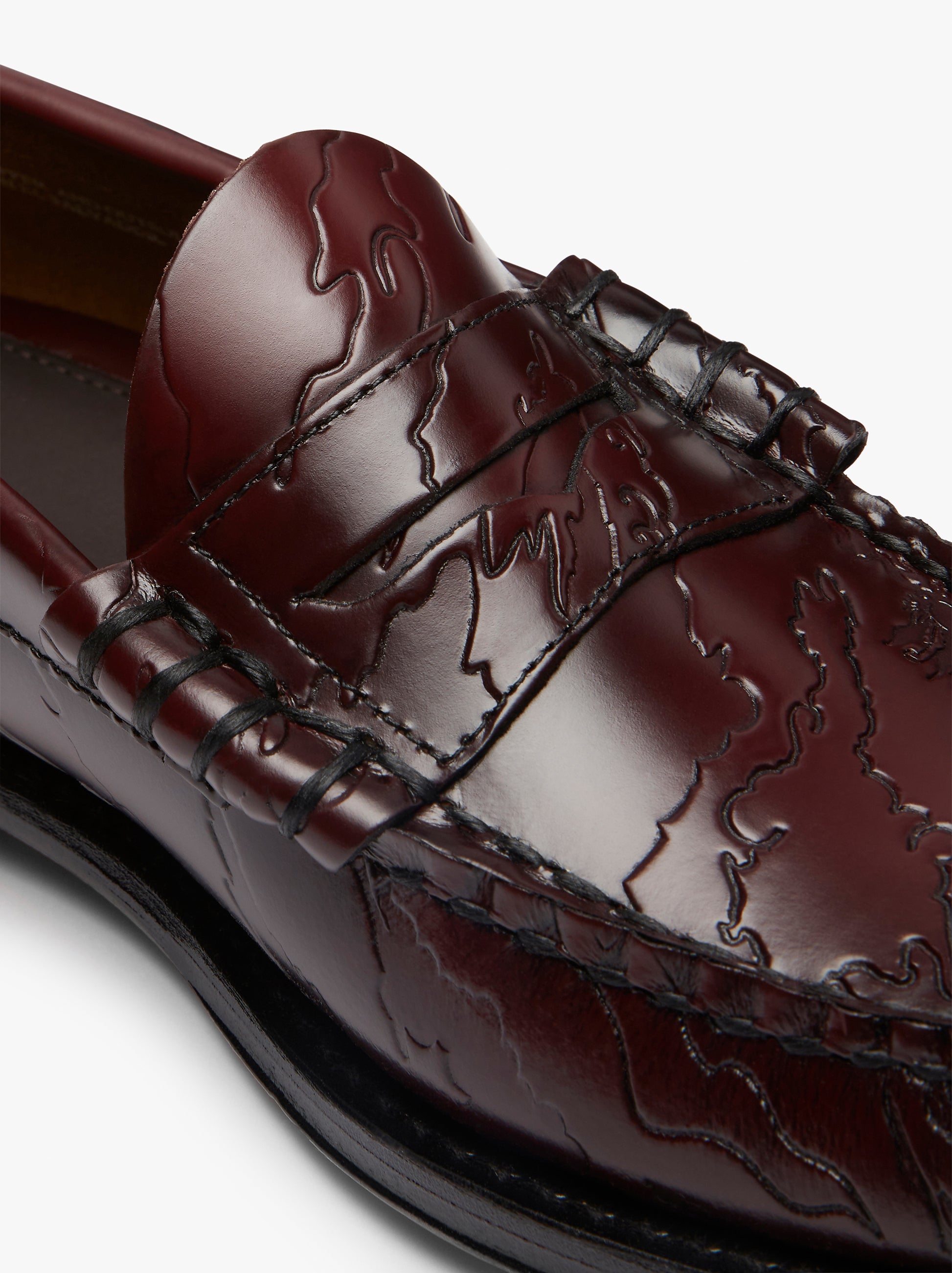 Maharishi Weejuns | Embossed Wine Leather Loafers â€“ G.H.BASS